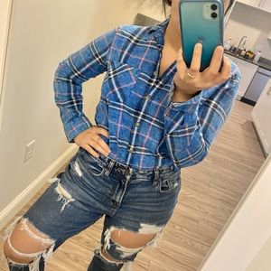 American Eagle Plaid Flannel Button Down Shirt